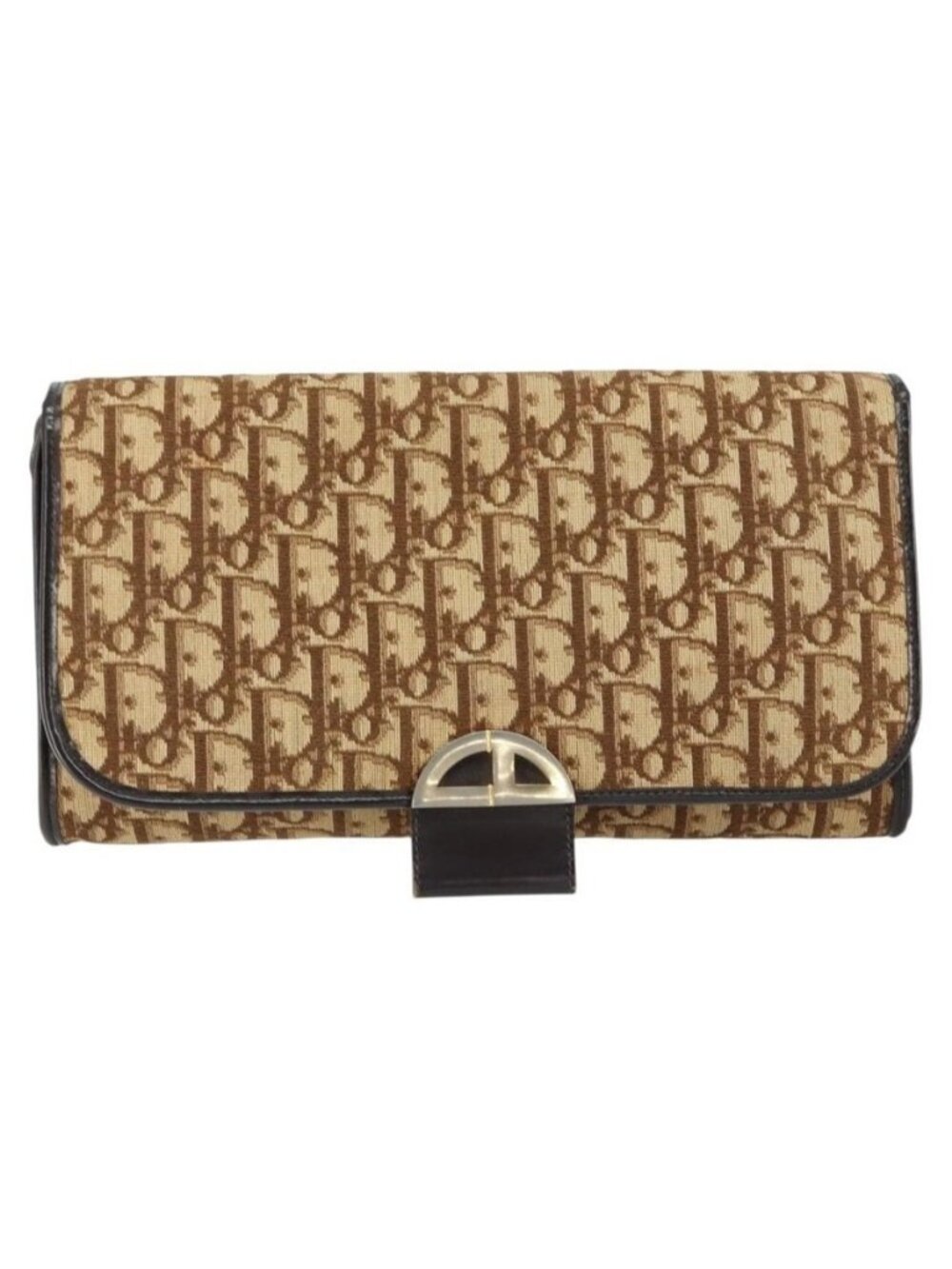 Authentic Christian Dior Trotter Canvas Shoulder Bag Beige Gold - Picture 9 of 16